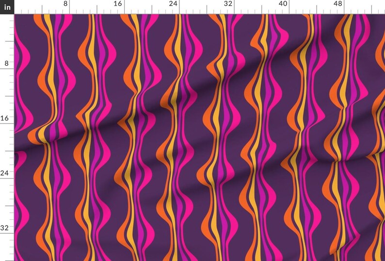 Groovy 1970s Fabric - Grape Expectations by delfuneum - Hot Pink Bright Colors Retro Seventies Dark Purple Fabric by the Yard by Spoonflower image 2