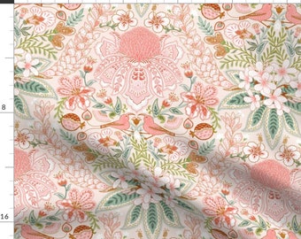 Spring Floral Fabric - Hawaiian Boho Damask By Helenpdesigns - Beautiful Flowers Garden Bright Cotton Fabric By The Yard With Spoonflower