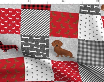 Dachshund Dog Fabric - Dachshund Pet Quilt A Dog Breed Cheater Quilt By Petfriendly - Dachshund Cotton Fabric By The Yard With Spoonflower
