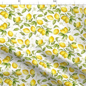 Little Lemons Fabric - Small Lemon Blossoms By Laurapol - Yellow Green Citrus Flowers Mask Scale Cotton Fabric By The Yard With Spoonflower