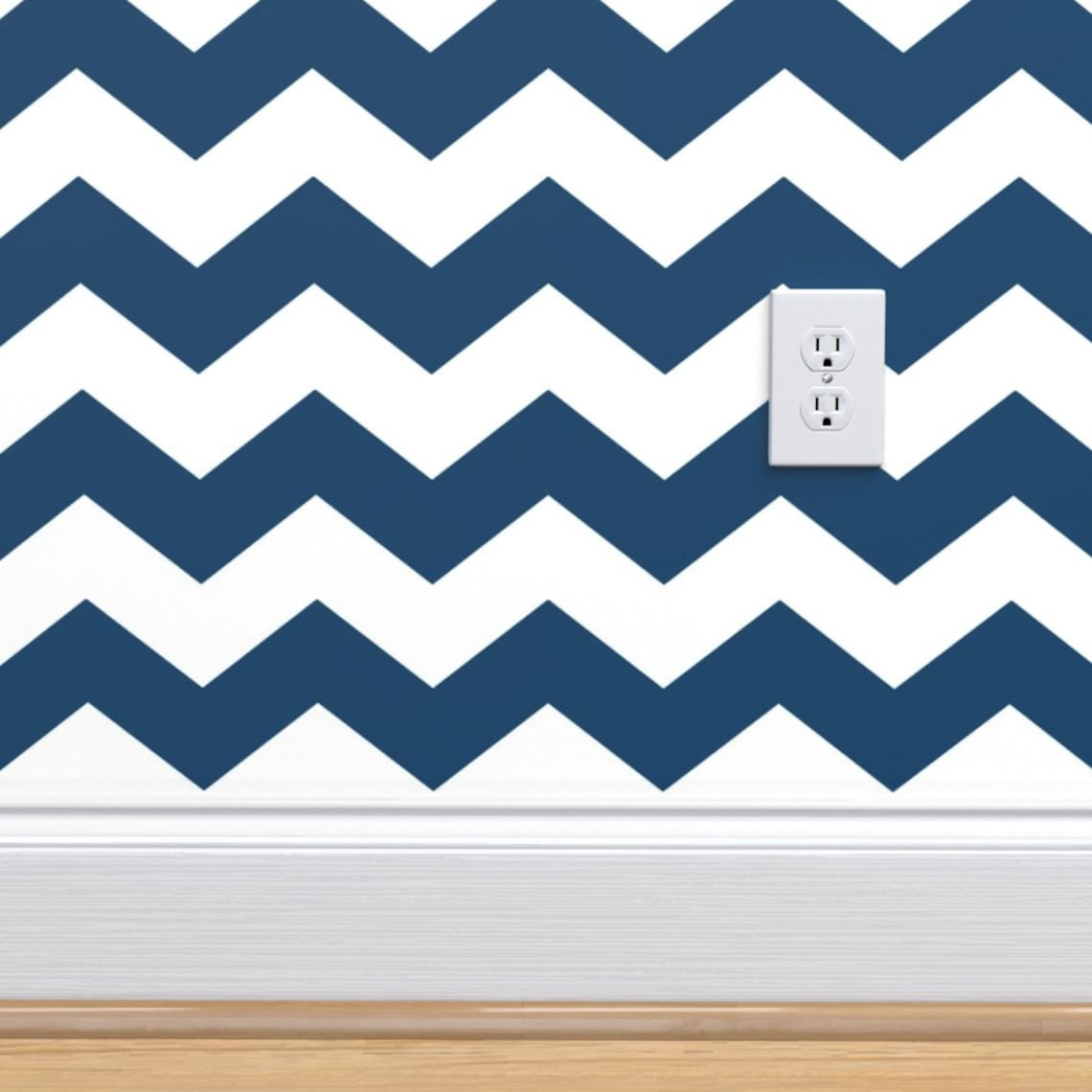 Navy Chevron Wallpaper Chevron Lg Blue by Misstiina Zigzag Etsy