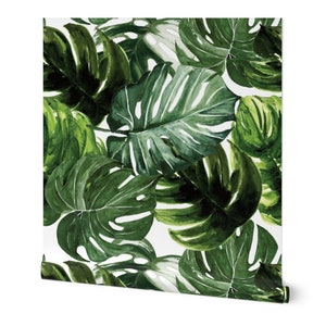 Monstera Wallpaper Monstera Tropical Leaves by Karolina - Etsy