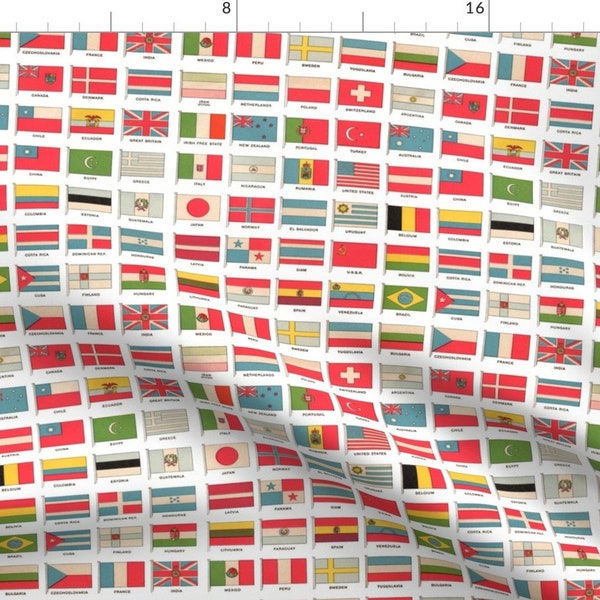 Holli Zollinger Fabric - Vintage World Flags By Aftermyart - Holli Zollinger Multicolor Global Culture - Fabric By The Yard With Spoonflower