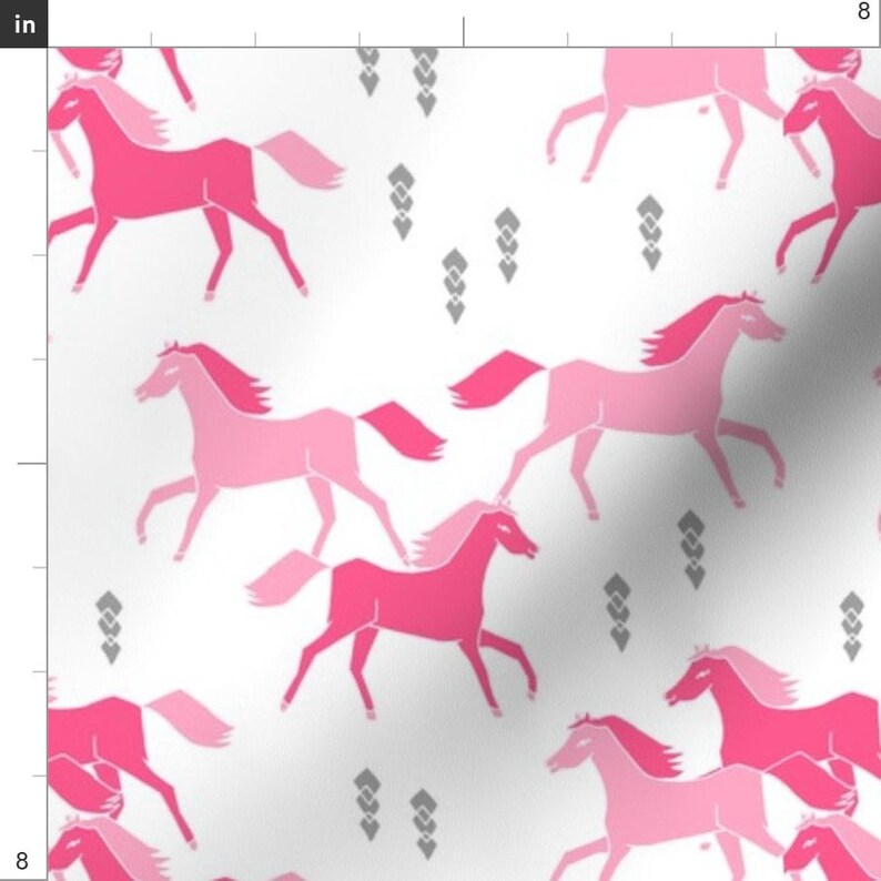 Pink Horses Fabric Horses Fabric Pink Running Horses Kids Etsy