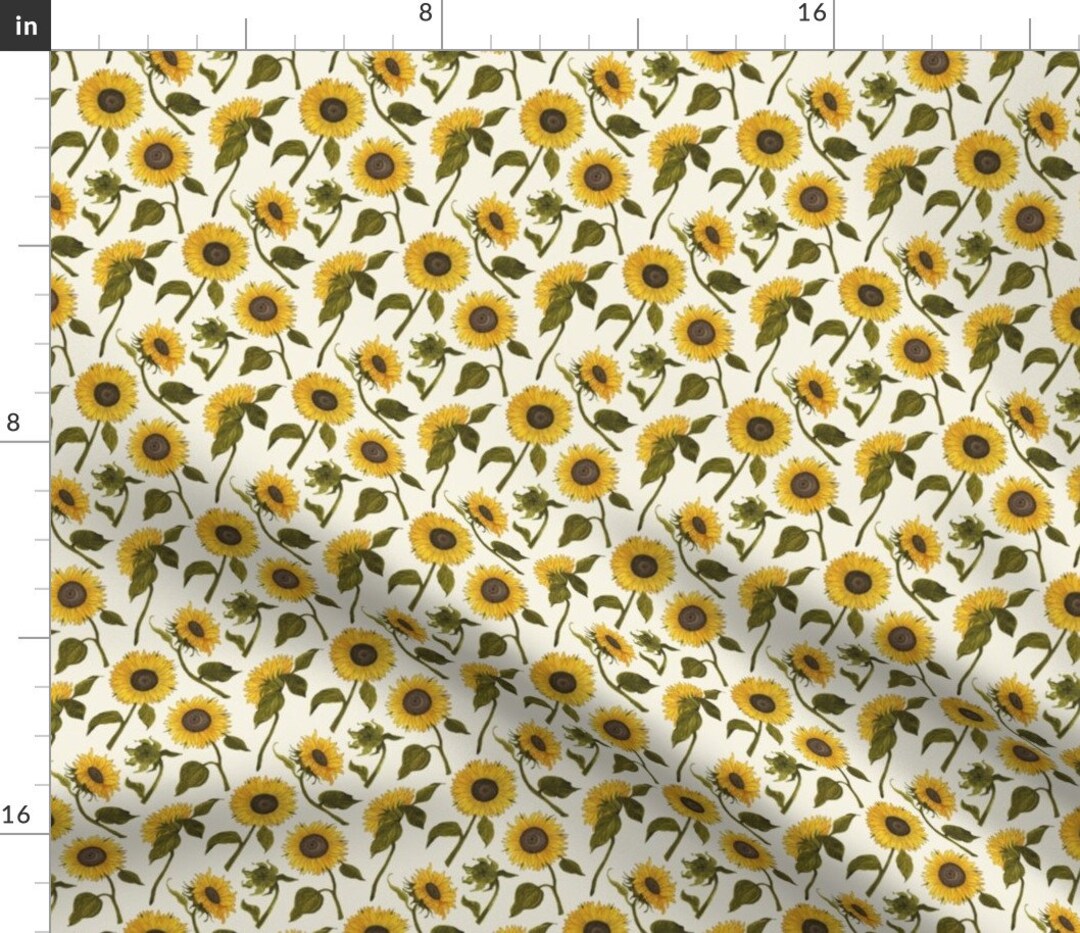 Sunflowers Fabric Sunflower by Mag-o Sunflowers Floral Yellow Brown ...