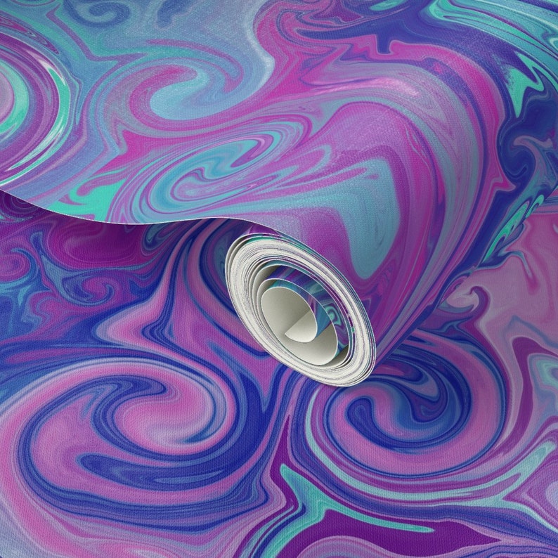 Swirl Wallpaper Eddies by Jennablackzen Purple Blue Hippie - Etsy