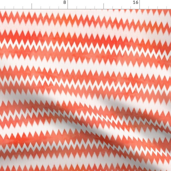 Stripe Orange Chevron Pattern Fabric - Zig Zag Orange White By Lauriekentdesigns - Stripe Cotton Fabric By The Yard With Spoonflower