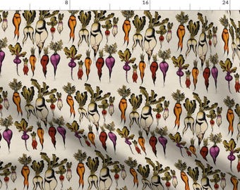 Vegetable Fabric - Don't Forget Your Roots by cecilia_granata - Funny Root Vegetable Carrots Beets Radish  Fabric by the Yard by Spoonflower