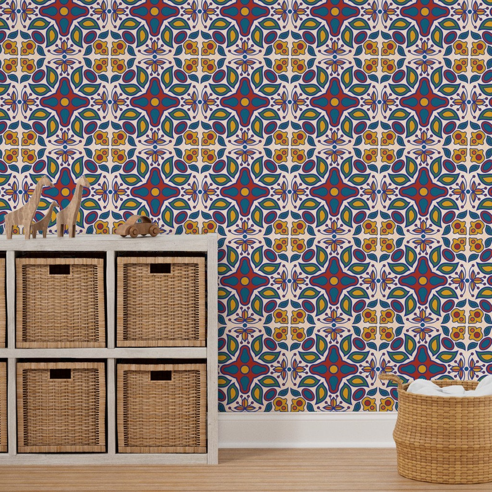 Mexican Tile Wallpaper Mayolica Tile by Wellfleetdesigns - Etsy