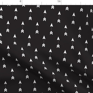 Black and White Arrow Fabric - White Arrows by Mint Peony - Black and White Simple Modern Cotton Fabric by the Yard with Spoonflower