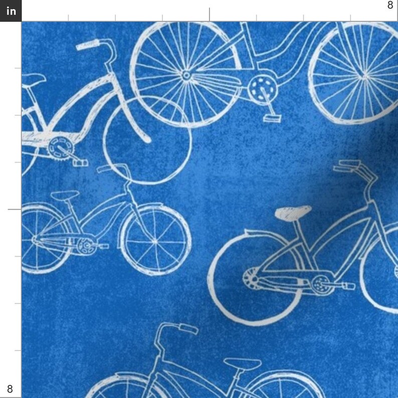 Bicycle Fabric Ride on Blue by Leanne Bikes Bicycle Blue Etsy