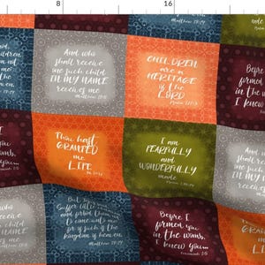 Scripture Quilt Fabric - Bible Verse Baby Quilt By Themadcraftduckie - Whole Cloth Cheater Quilt Cotton Fabric By The Yard With Spoonflower