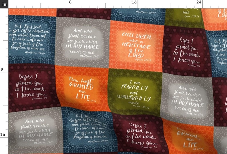 Scripture Quilt Fabric - Bible Verse Baby Quilt By Themadcraftduckie - Whole Cloth Cheater Quilt Cotton Fabric By The Yard With Spoonflower image 1