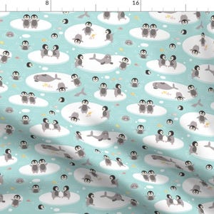 Baby Penguins Fabric - Baby Penguins - Small By Heleenvanbuul - Baby Penguins Arctic Friends Blue Cotton Fabric By The Yard With Spoonflower