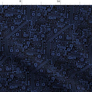 Circuit Board Fabric - Evil Robot Circuit Board Black And Blue By Robyriker - Geek Computer Cotton Fabric By The Yard With Spoonflower