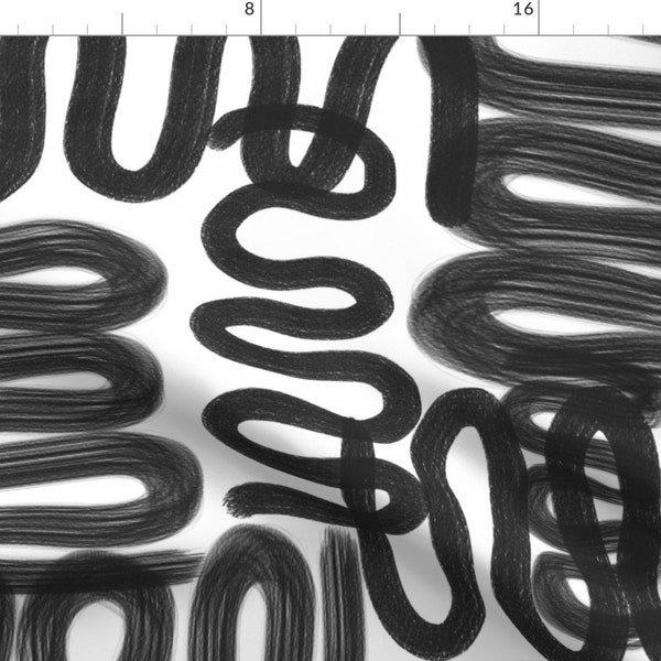 Graffiti Scribble Fabric - Graffiti Squiggle by danika_herrick - Bold Graphic Black White Monochrome Coil Fabric by the Yard by Spoonflower