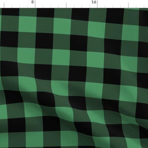 Buffalo Plaid Fabric - Buffalo Plaid 2in Kelly Green By Misstiina - Buffalo Plaid Green Black Cotton Fabric By The Yard With Spoonflower