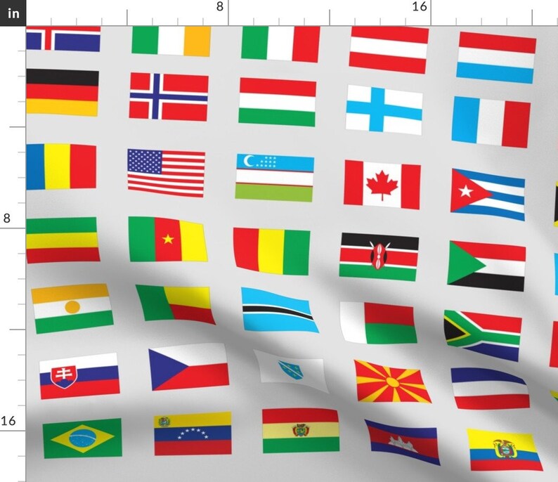 Flags Fabric Modern Flags of the World by Aftermyart Etsy