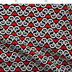 Hearts Fabric - Off With Their Heads! Black White Red By Sandityche - Wonderland Queen Cotton Fabric By The Yard With Spoonflower