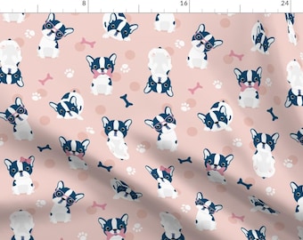 Frenchie Fabric - Frenchie - Pink French Bulldog By Ewa Brzozowska - Frenchie Cotton Fabric By The Yard With Spoonflower