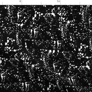 White Fabric - Black and Absolute White Ink Monochrome Splatter Splash Paint Spill By Pond Ripple-Cotton Fabric By The Yard With Spoonflower image 1