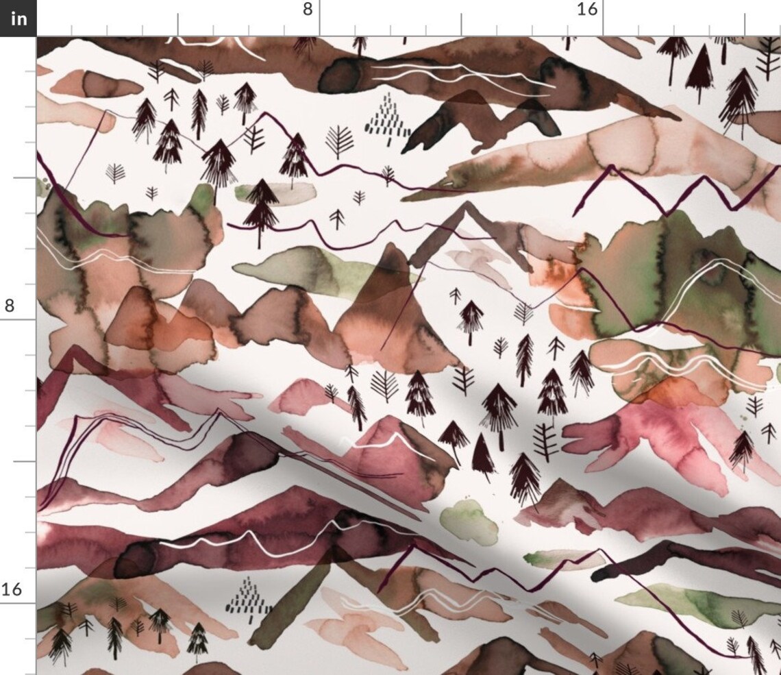 Abstract Brown Mountains Fabric Mountains Brown by - Etsy UK