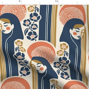 Botanical Goddess Fabric - Flora by heidi-abeline - Boho Flower Terracotta Mustard Block Print Fabric by the Yard by Spoonflower