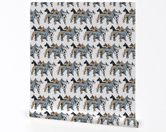 Deutsche Dogge Tapete - Deutsche Dogge auf weißem Hintergrund von dogdazedesigns - Merle Brindle Ablösbare Tapete von Spoonflower