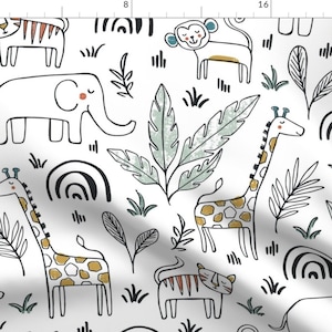 Safari Animals Fabric - Sleepy Safari by heatherdutton - Baby Nursery Kids Room Large Scale Gender Neutral Fabric by the Yard by Spoonflower