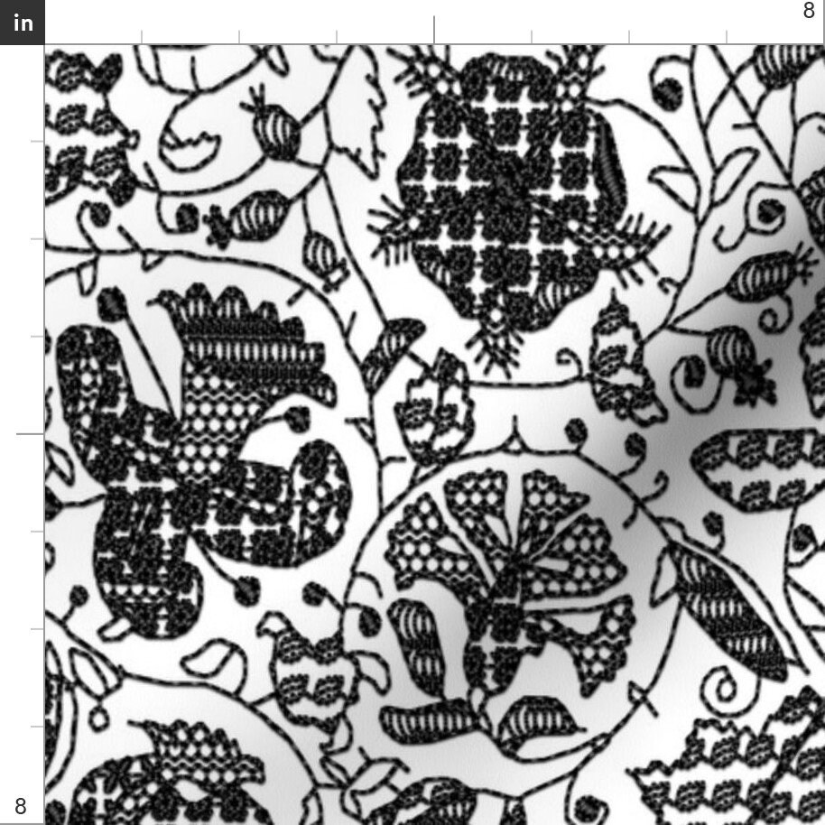Embroidery Fabric Embroidered Elizabethan Blackwork By Etsy