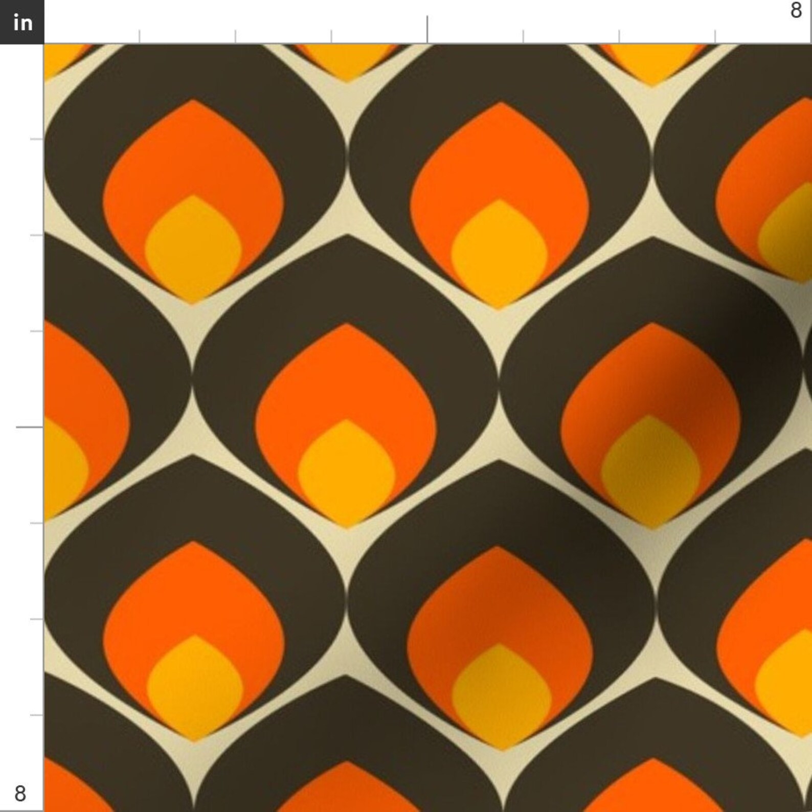 70s Fabric 70s 70s Ogee Brown by Bruxamagica 70s Geometric Etsy