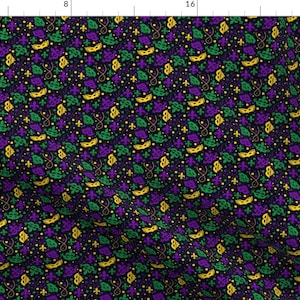 Mardi Gras Masks Colorful Fabric - Mardi Gras By Julia Faranchuk - Mardi Gras Celebration Masks Cotton Fabric By The Yard With Spoonflower