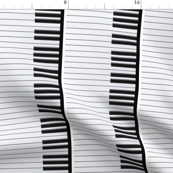 Piano Fabric - Piano Keys By Jadegordon - Black and White Piano Keys Cotton Fabric By The Yard With Spoonflower