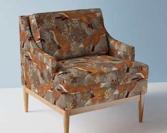Woodland Animals Upholstery Fabric- Fox Wood Large by micklyn - Leaves Nature Autumn Forest Woods Fox  Fabric By The Yard With Spoonflower