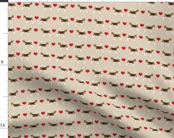 Beagles on Beige Fabric - Sand Beagle Love Hearts Dog By Petfriendly - Mask Scale Hound Breed Cotton Fabric By The Yard With Spoonflower