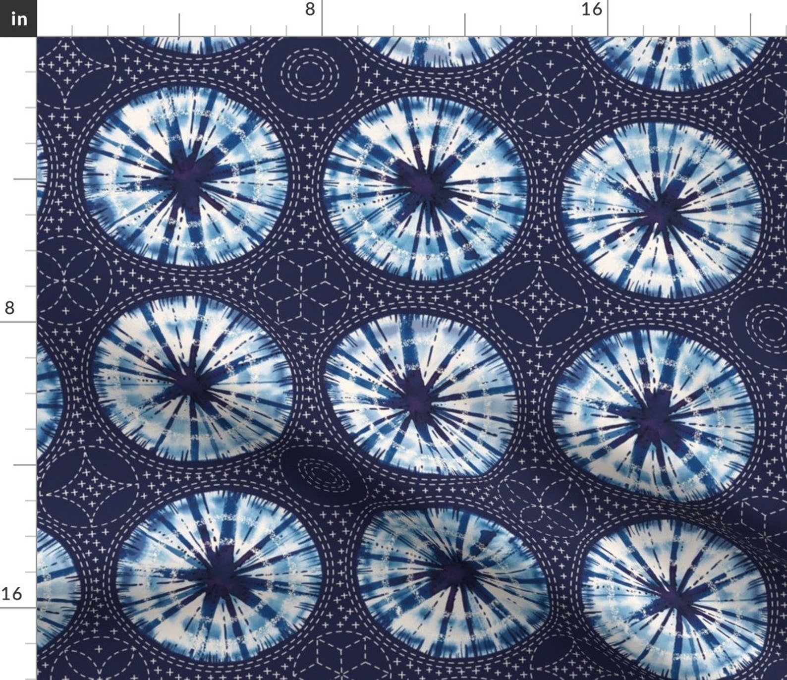 Shibori Blue Abstract Pattern Fabric Shibori Sashiko By Etsy