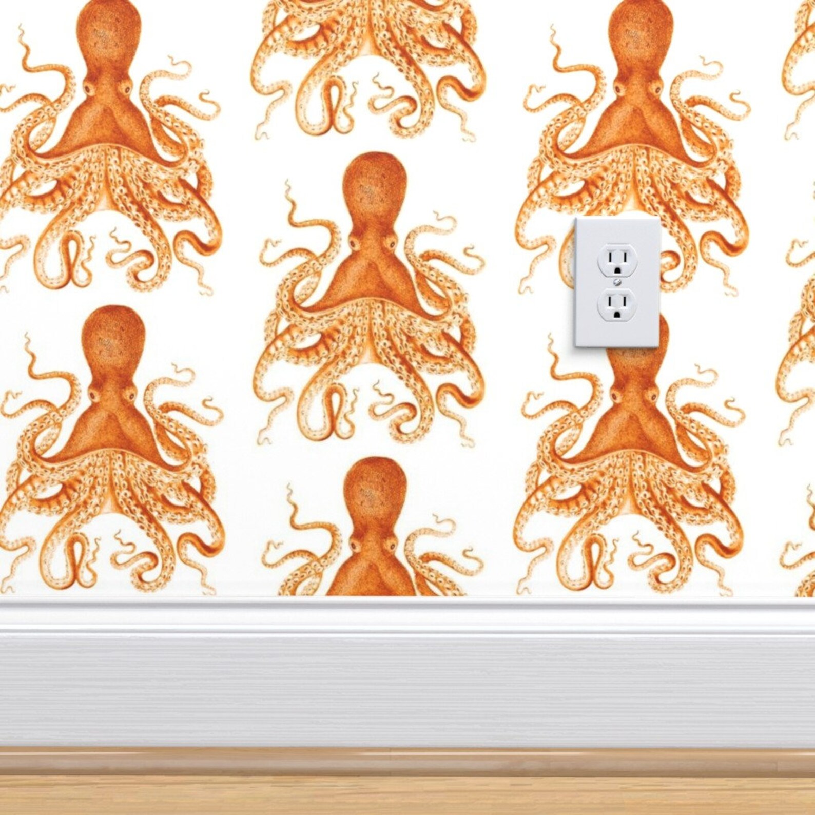 Orange Octopus Wallpaper Octopus Oasis Orange by Etsy