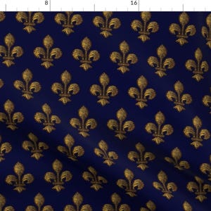 Fleur De Lis Fabric - Marie De Medici'S Fleur De Lis By Bonnie Phantasm - Fleur De Lis Blue Gold Cotton Fabric By The Yard With Spoonflower