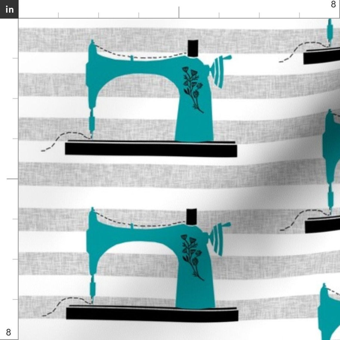 Sewing Machine Fabric Sewing Machine Print Turquoise On Etsy.de