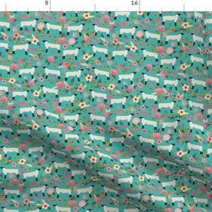 Lamb Fabric - Lamb Suffolk Sheep Floral Farm Animal By Petfriendly - Show Livestock Farm Animal Cotton Fabric by the Yard with Spoonflower