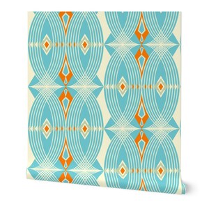 Art Wallpaper Santa Fe by Fable Design Art Deco Turquoise - Etsy