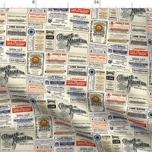 Vintage Pharmacy Fabric - Vintage Apothecary by nurseinsomniac - Retro Medicine Apothecary Labels Medical Fabric by the Yard by Spoonflower image 1