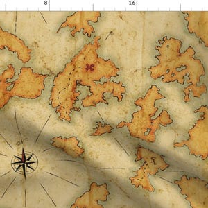 Treasure Map Fabric - Treasure Islands Vintage Map By Juliesfabrics - Kids Treasure Map Cotton Fabric By The Yard With Spoonflower
