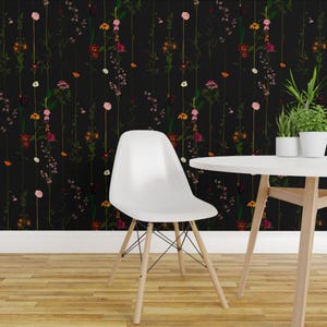 Minimal Elegant Wallpaper - Floral Dark By Crumpetsandcrabsticks - Custom Printed Removable Self Adhesive Wallpaper Roll by Spoonflower
