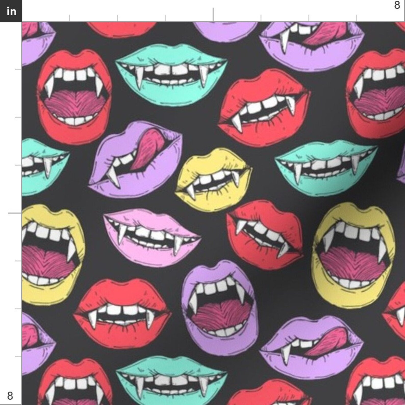 Vampire Fabric Vintage Vampire Lips by Kotyplastic Black Etsy