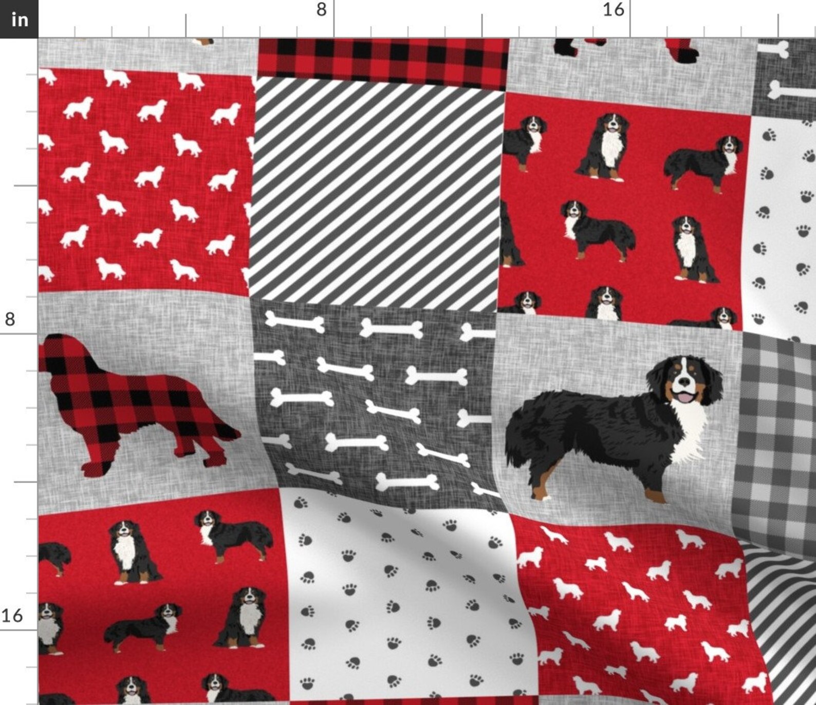 Bernese Mountain Dog Fabric Bernese Mountain Dog Pet Quilt A Etsy