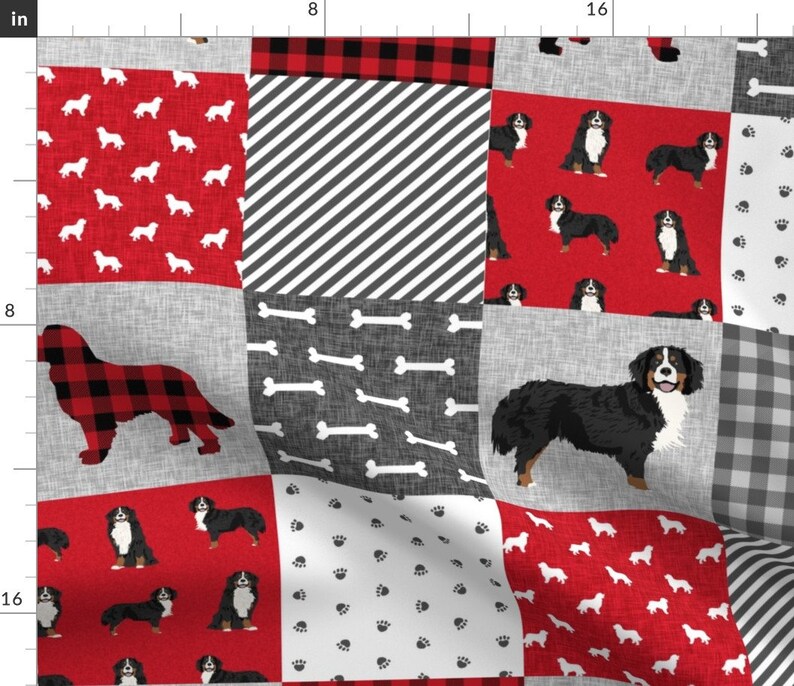 Bernese Mountain Dog Fabric Bernese Mountain Dog Pet Quilt A Etsy
