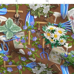 Garden Purple Floral Garden Fabric - My First Garden–Gardening Love By Southwind - Garden Cotton Fabric By The Yard With Spoonflower