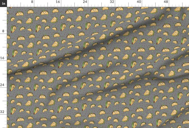 Novelty Fabric - Party Tacos by stormi_morgan - Food Tacos Cute Confetti Cheese Lettuce Tomato Taco Faces Fabric by the Yard by Spoonflower image 2