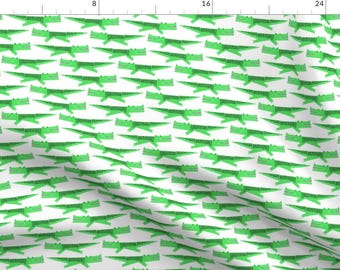 Alligator Fabric - Alligator By Anda Corrie - Kawaii Green Alligator Cotton Fabric By The Yard With Spoonflower Fabrics